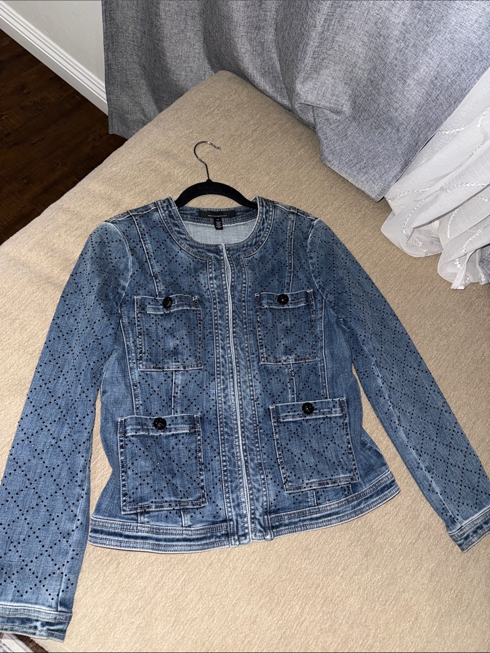 White House Black Market Limited edition, embellished denim jacket